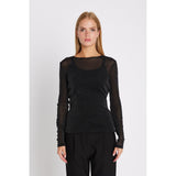 Rue de Femme Round Neck Blouse - Black