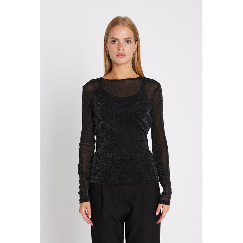Rue de Femme Round Neck Blouse - Black