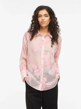 Vila Beka L/S Flower Shirt - Cherry Blossom
