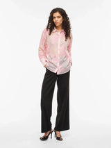 Vila Beka L/S Flower Shirt - Cherry Blossom