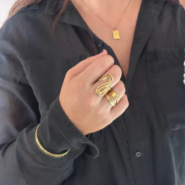 Wolff Jewelry Rustic Bangle - 18 karat guldbelagt