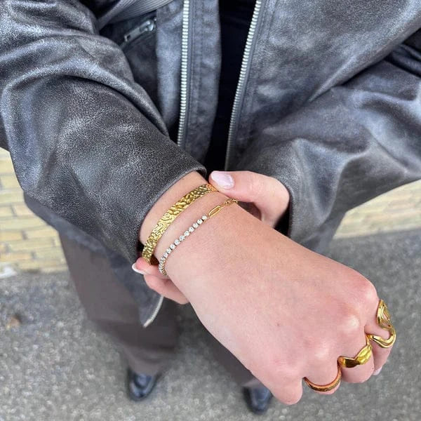 Wolff Jewelry Rustic Bangle - 18 karat guldbelagt