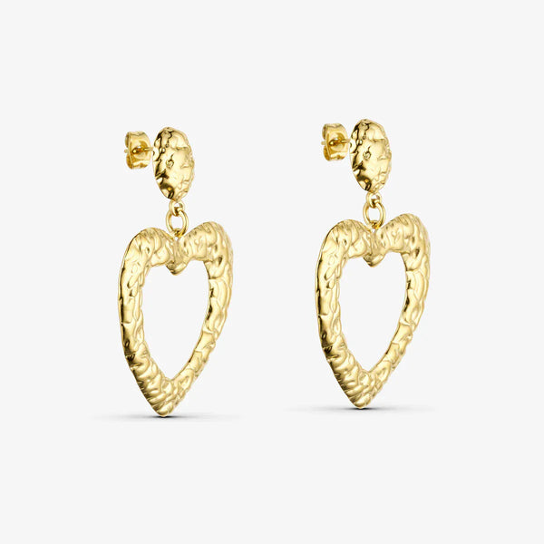 Wolff Jewelry Rustic Heart Hoops - 18 karat guldbelagt