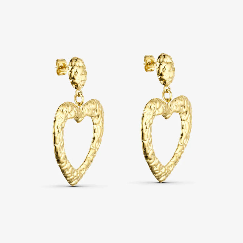 Wolff Jewelry Rustic Heart Hoops - 18 karat guldbelagt