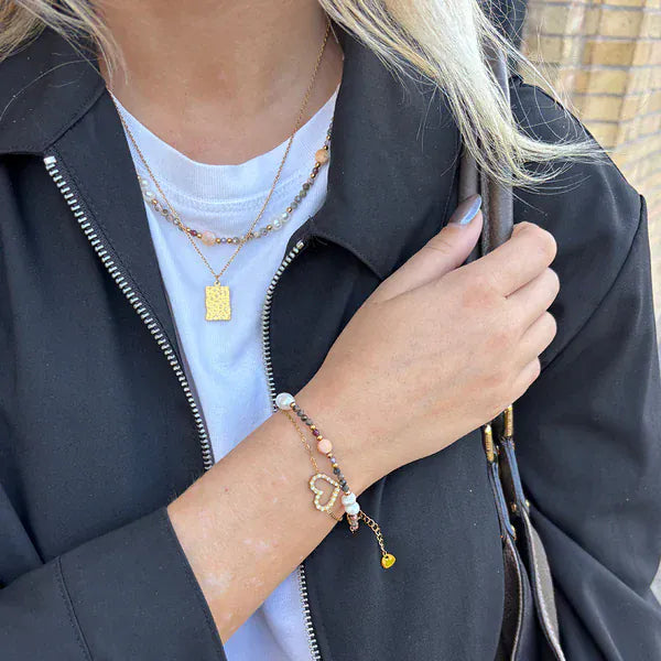 Wolff Jewelry Rustic Square Necklace - 18 karat guldbelagt