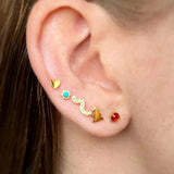 Lulu Snaky Earring 1 Pcs Gold Plated - White