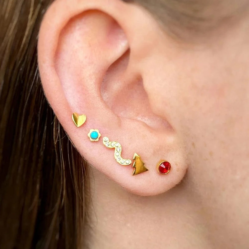 Lulu Snaky Earring 1 Pcs Gold Plated - White