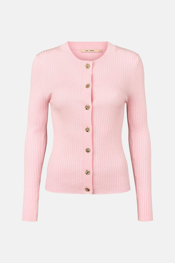 Rue De Femme Softy Lope Knit Cardigan - Salmon Rose