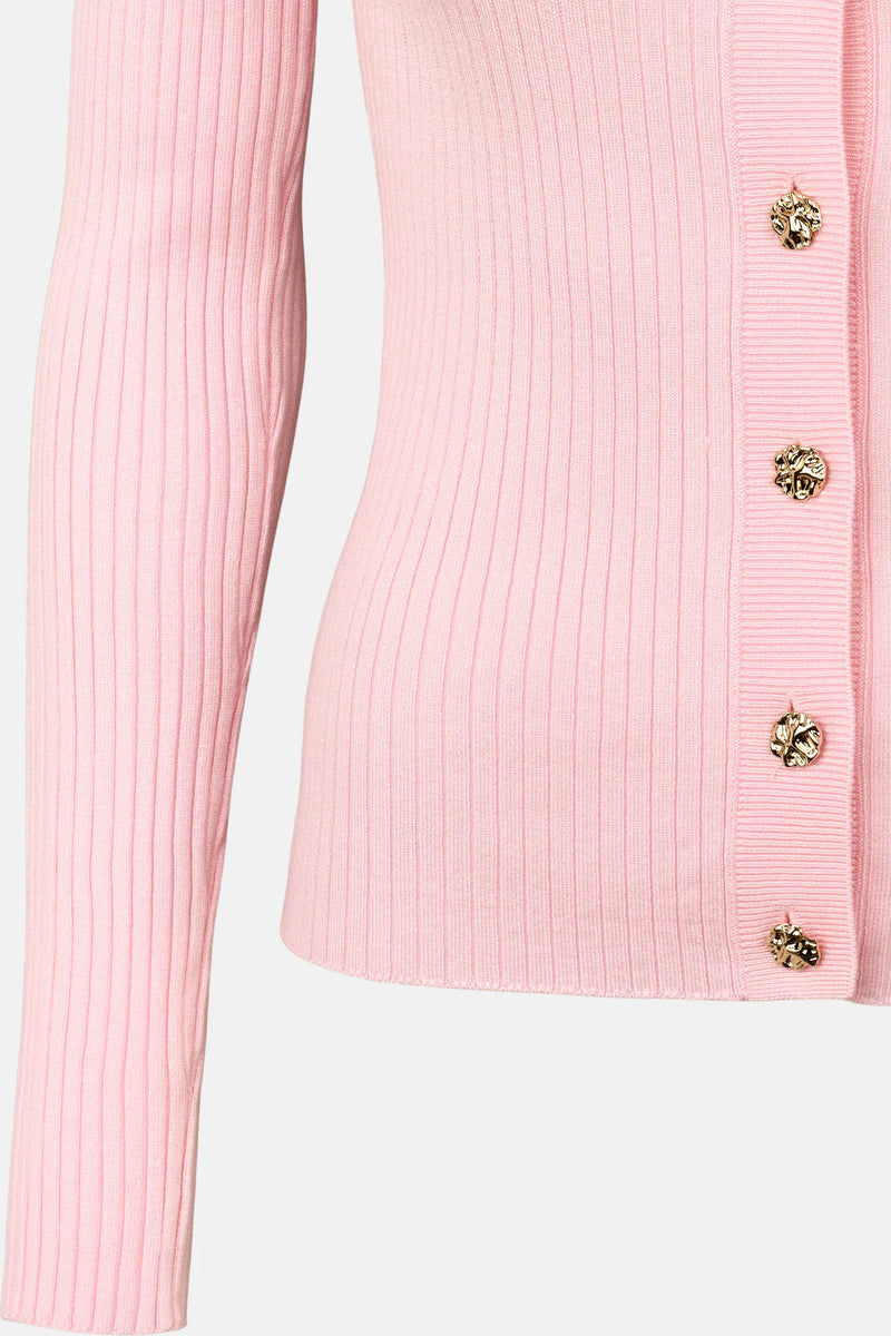 Rue De Femme Softy Lope Knit Cardigan - Salmon Rose