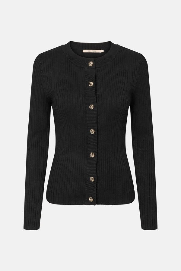 Rue De Femme Softy Lope Knit Cardigan - Black