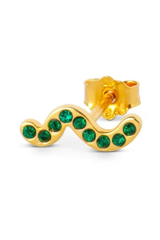 Lulu Snaky Earring 1 Pcs Gold Plated - Green