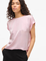 Vila Ellette satin top - Cherry Blossom