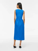 Vila Carla O-Neck S/L Midi Dress - Victoria Blue