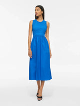 Vila Carla O-Neck S/L Midi Dress - Victoria Blue