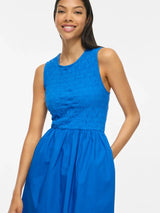 Vila Carla O-Neck S/L Midi Dress - Victoria Blue