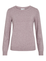 Vila Viril O-neck L/S Detail Knit Top - Toadstool LIGHT MELANGE