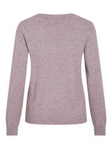 Vila Viril O-neck L/S Detail Knit Top - Toadstool LIGHT MELANGE