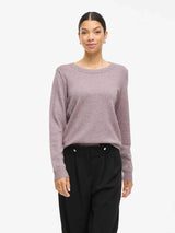 Vila Viril O-neck L/S Detail Knit Top - Toadstool LIGHT MELANGE