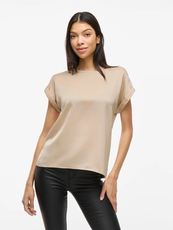 Vila Ellette satin top - Cement