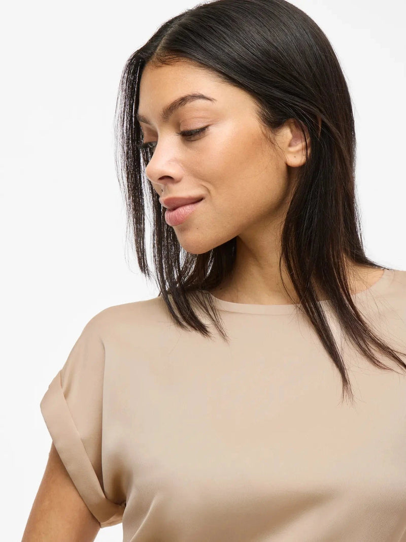 Vila Ellette satin top - Cement