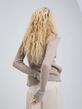 Seamless Basic Woolen Cardigan - Beige