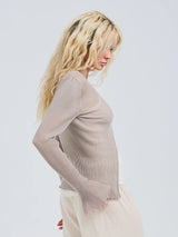 Seamless Basic Woolen Cardigan - Beige