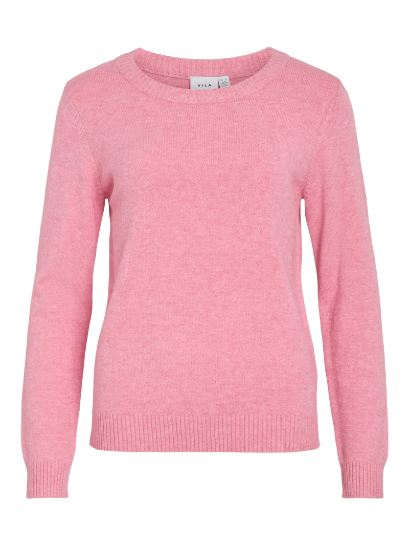 Vila Viril O-neck L/S Detail Knit Top - Sangria Sunset
