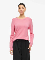 Vila Viril O-neck L/S Detail Knit Top - Sangria Sunset