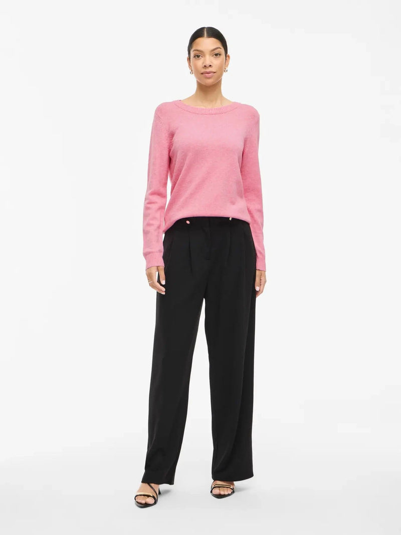 Vila Viril O-neck L/S Detail Knit Top - Sangria Sunset