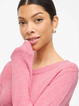 Vila Viril O-neck L/S Detail Knit Top - Sangria Sunset