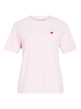 Vila Vora S/S Heart Emb T-shirt - Cherry Blossom