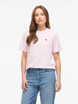 Vila Vora S/S Heart Emb T-shirt - Cherry Blossom