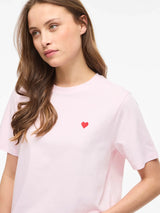 Vila Vora S/S Heart Emb T-shirt - Cherry Blossom