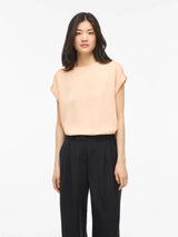 Vila Ellette satin top - Peach Parfait