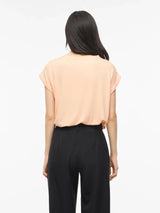 Vila Ellette satin top - Peach Parfait
