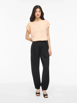 Vila Ellette satin top - Peach Parfait