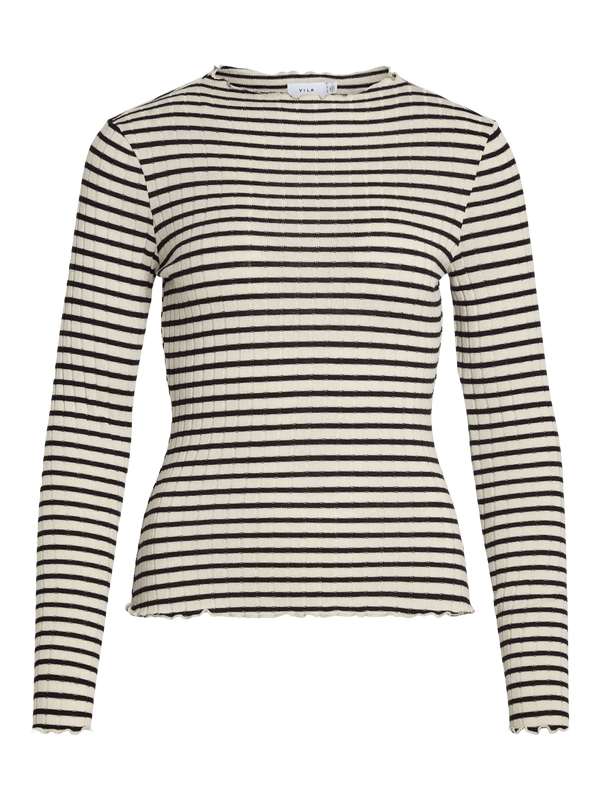 Vila Virika L/S Funnel Neck Top - Birch/Black