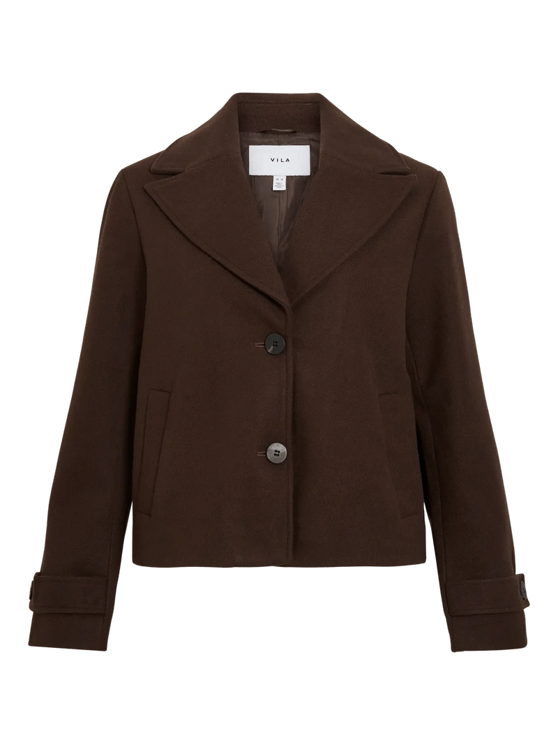 Vila Visolo L/S Short Jacket - Coffee Bean