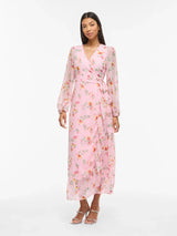 Vila Edee L/S Ankle Weap Dress - Rose