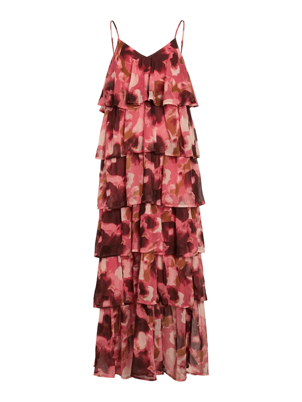 Vila Harley S/L Printed Ruffle Maxi Dress