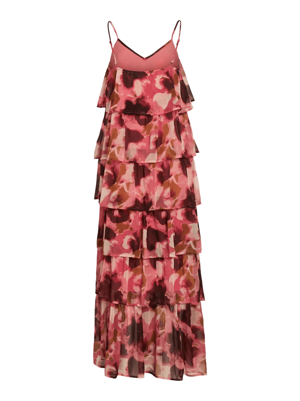 Vila Harley S/L Printed Ruffle Maxi Dress