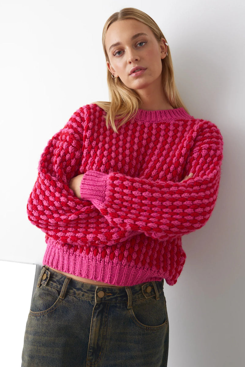 Noella Gio Knit Jumper - Pink Red Mix