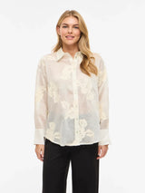 Vila Beka L/S Flower Shirt - Birch
