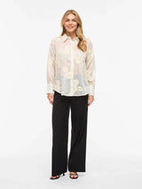 Vila Beka L/S Flower Shirt - Birch
