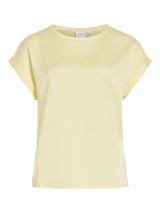 Vila Ellette satin top - Pastel Yellow
