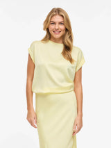 Vila Ellette satin top - Pastel Yellow