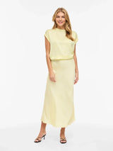 Vila Ellette satin top - Pastel Yellow
