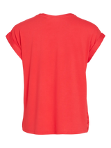 Vila Ellette satin top - Hibiscus