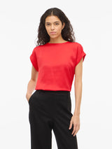 Vila Ellette satin top - Hibiscus