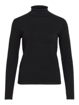 Vila Mala Rollneck L/S Knit Top - Black